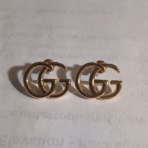 Authentic GG Logo Gold Tone Earrings - Picture 1 of 8